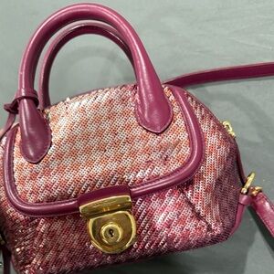 Salvatore Ferragamo Pink and Gold Satchel